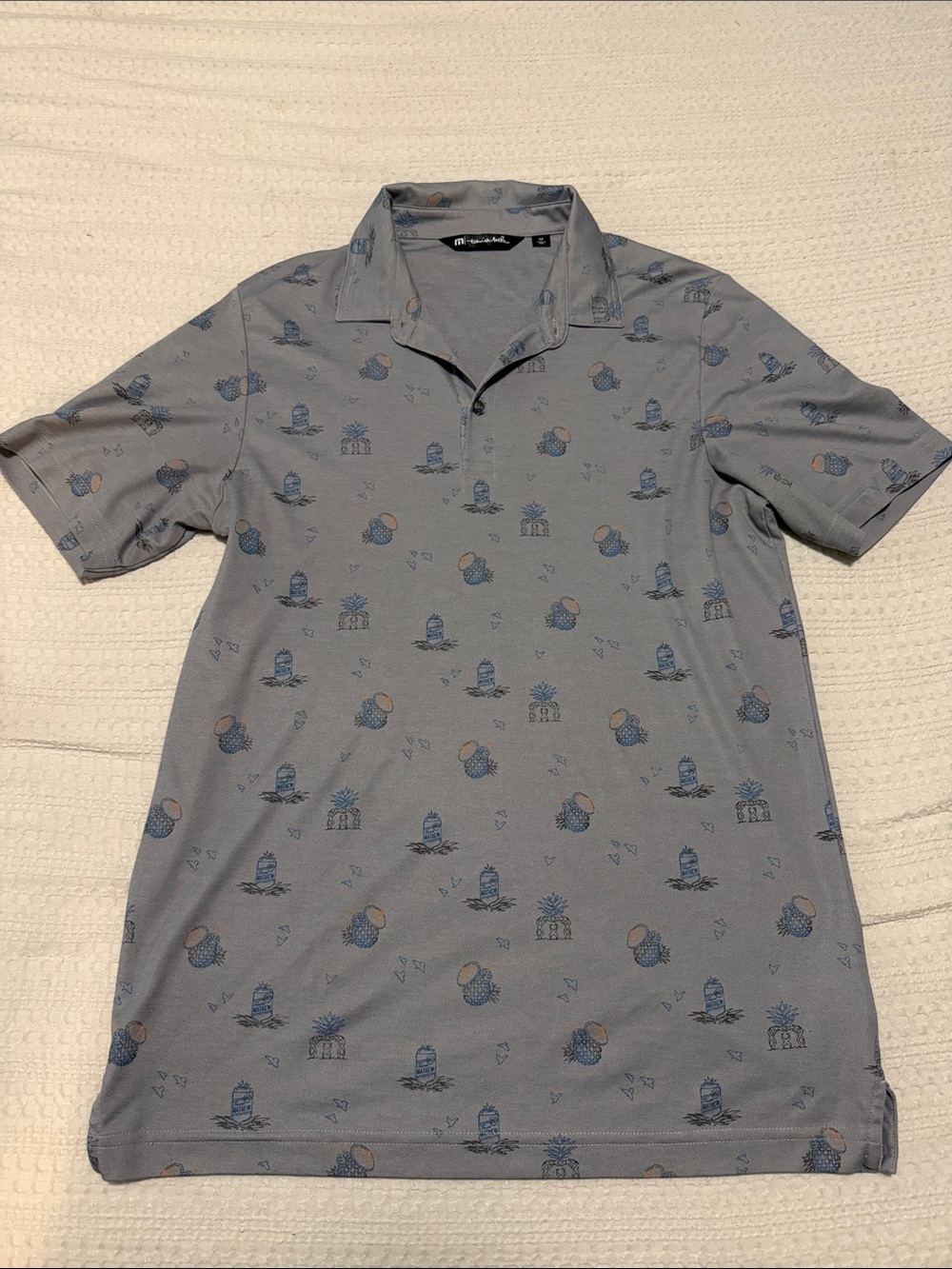 Travis Mathew Light Blue Tropical Print Polo